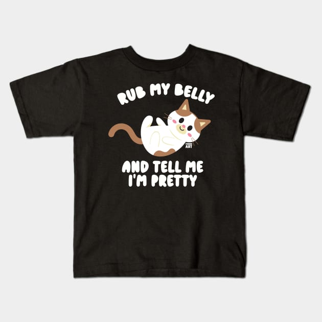 RUB MY BELLY Kids T-Shirt by toddgoldmanart